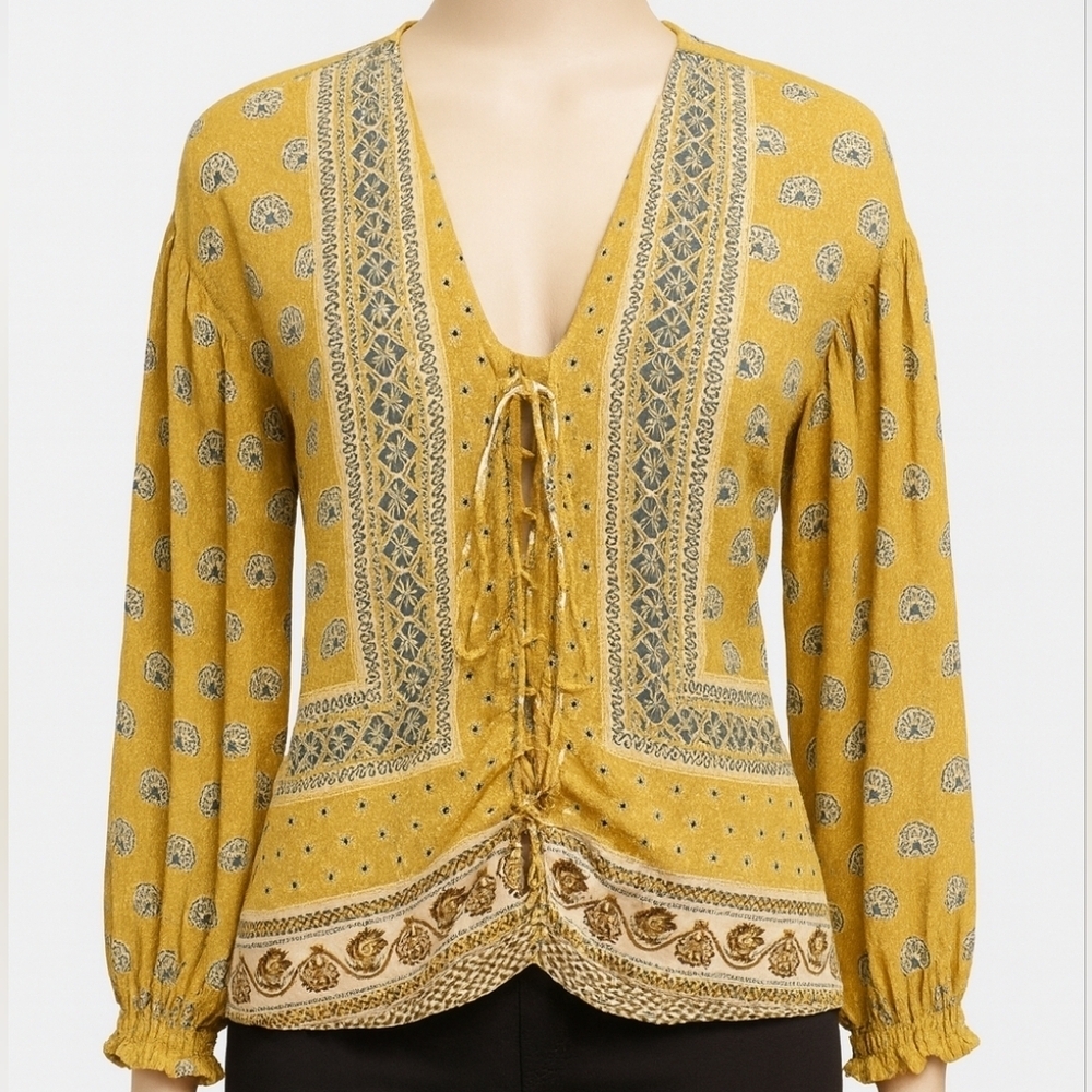 William Rast Boho Lace-Up Blouse โ XS